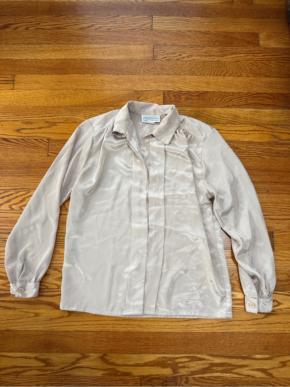 Impressions Cream Satin Blouse-Style Jacket